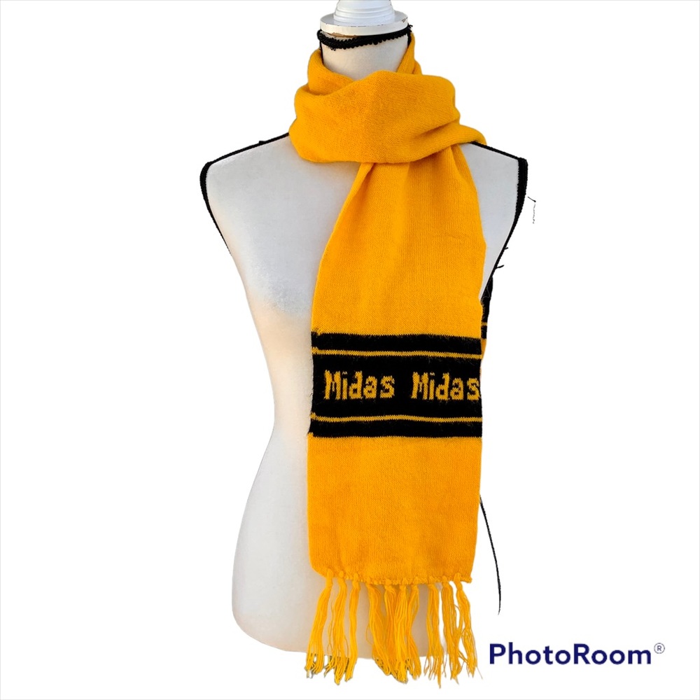 Vintage 70s Midas Muffler Fringed Winter Scarf